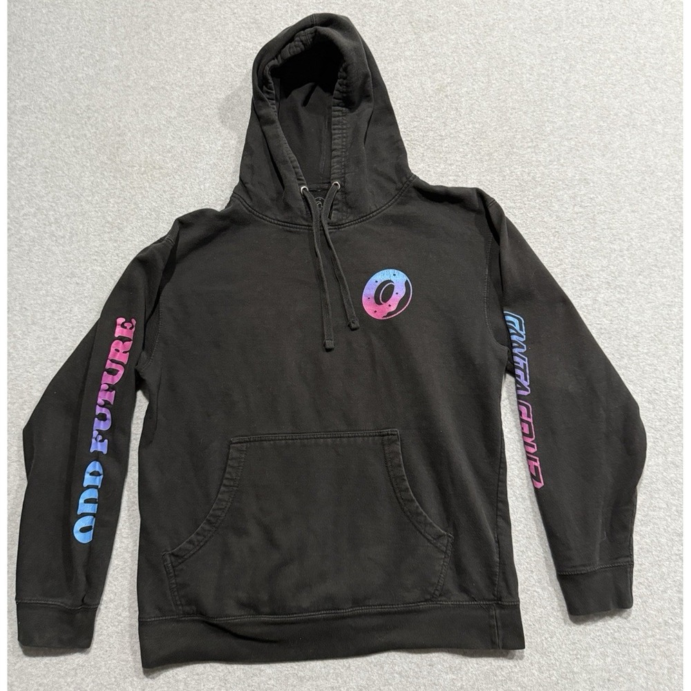 Odd Future Santa Cruz Donut Logo Gradient Hoodie Sweatshirt M Black Grunge